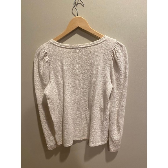 LOFT Ivory Textured Long Sleeve Tee - Picture 2 of 4